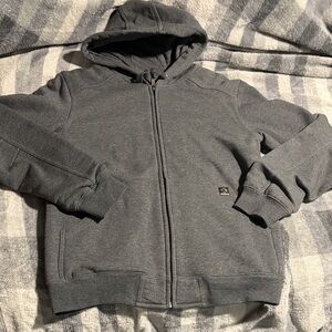 Classic Charcoal Zip-Up Hooded Utility Jacket